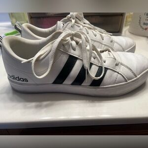 Adidas Classic White Sneakers with Black Stripes